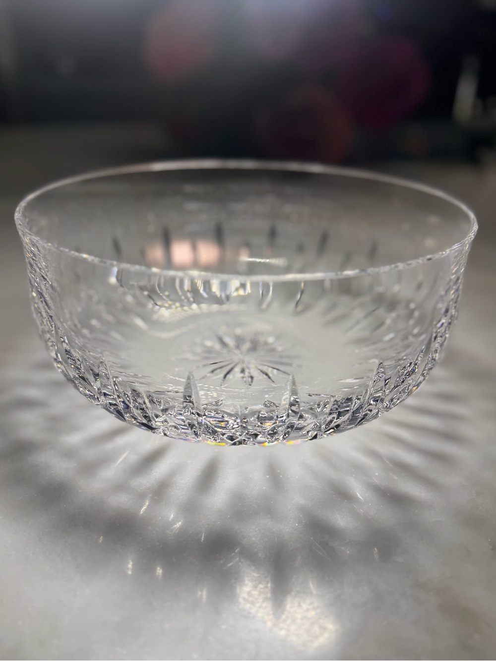 Vintage Atlantis Crystal Bowl 8” Hand Cut Lead Crystal Portugal Centerpiece